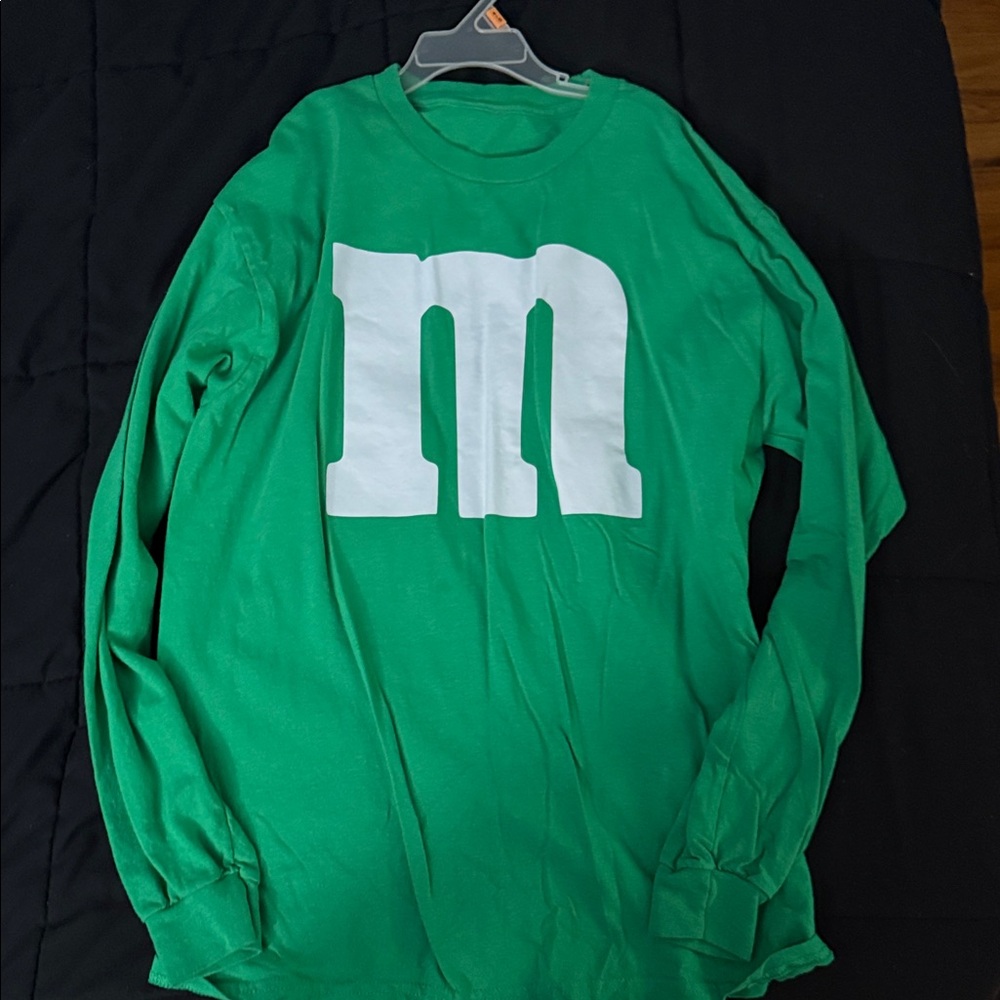 Green Long Sleeve Shirt with White 'M' Logo
